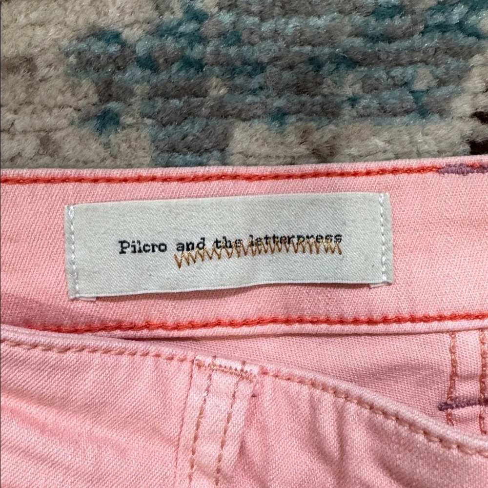 Pilcro and the Letterpress Light Pink Orange Crop Jeans Anthropologie size 27 - Picture 2 of 12